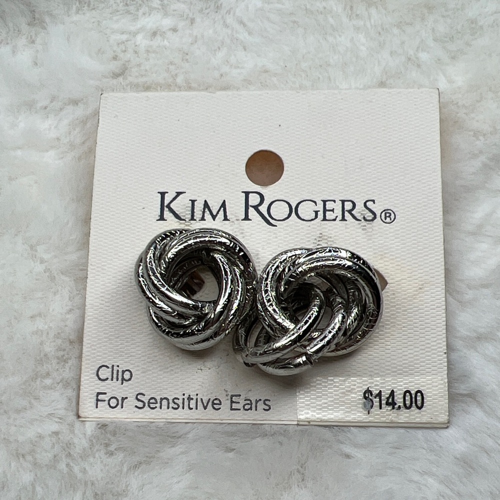 Kim Rogers Silver Knot Clip Earrings